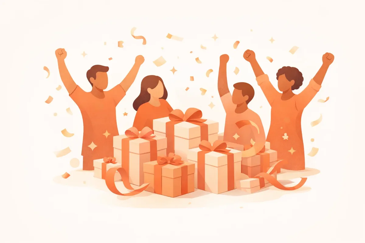 Joyful celebration with beautifully wrapped gifts
